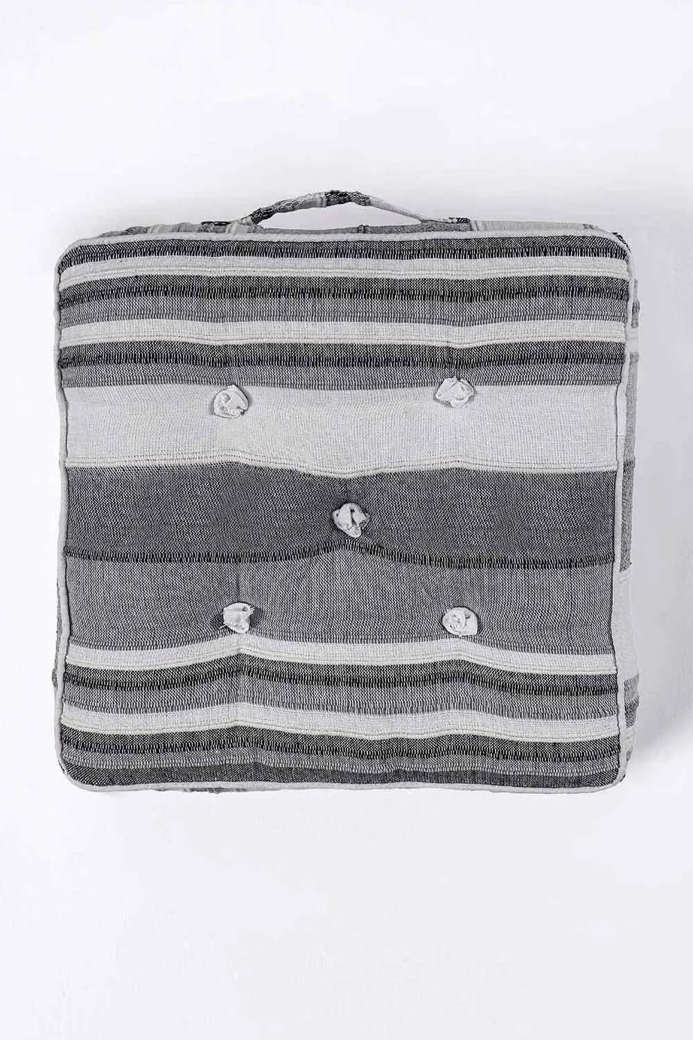 Homescapes Morocco Striped Cotton Floor Cushion in Grey 3