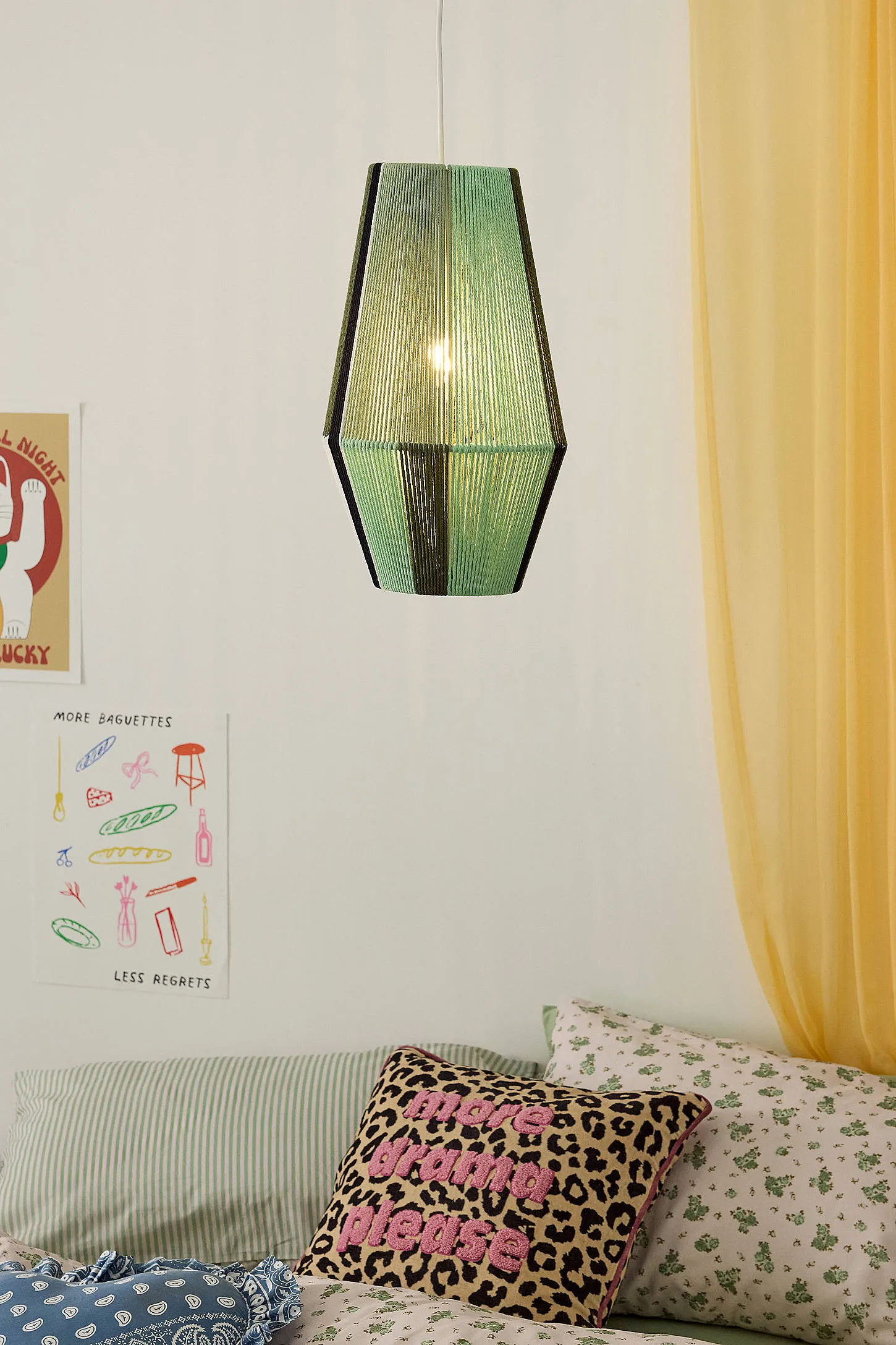 Hexagon String Lamp Shade - Green