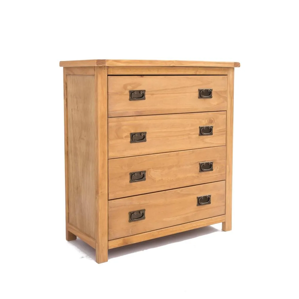 Cabinet Bits Lugo 4 Drawer Chest of Drawers Bras Drop Handle in Light Brown 2