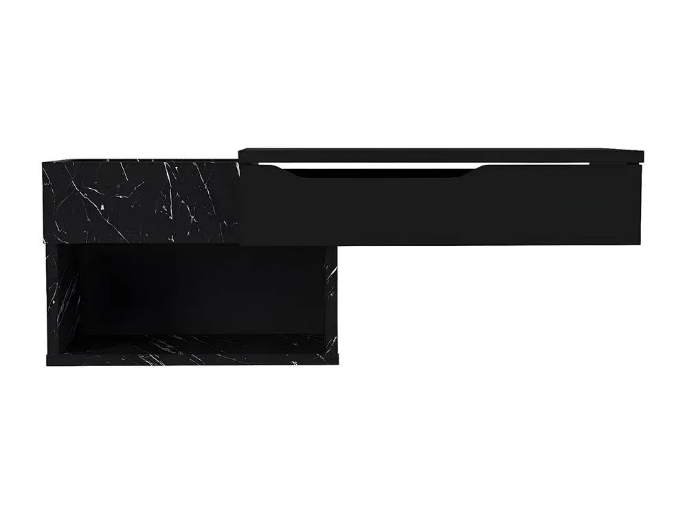 Vente-unique Hanging Console With 1 Drawer & 2 Niches - Black Marble Effect 2