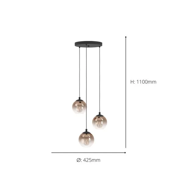 EGLO Ariscani 1 Ombre 3 Light Cluster Ceiling Light 5