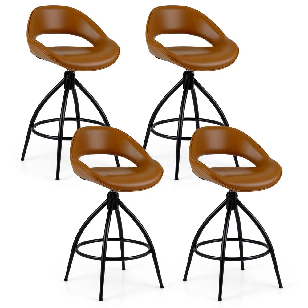 Costway 2PCS Swivel Bar Stools Upholstered Counter Height Bar Chair w/Footrest 3
