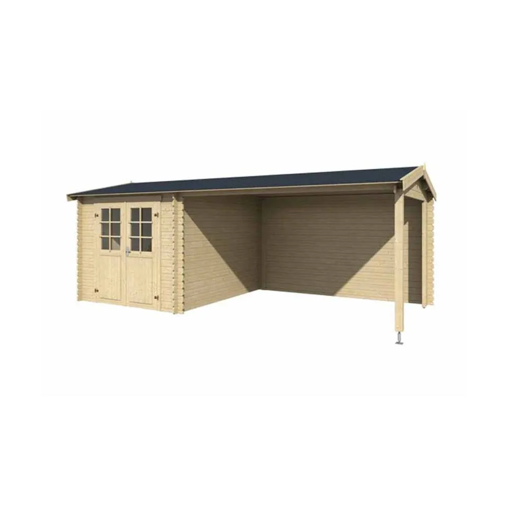 Lasita Maja Ltd Ivana-Log Cabin, Wooden Garden Room, Home Office - L590xW312.6xH228 cm in Light Tan 2
