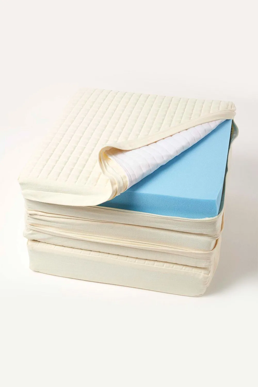 Homescapes Quilted Cotton 3 Seater Orthopaedic Booster Cushion Cover in Cream 1