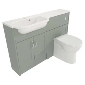 Deccado Padworth Willow Green Slimline Fitted Vanity & Toilet Pan Unit Combination with LH Basin - 1200mm