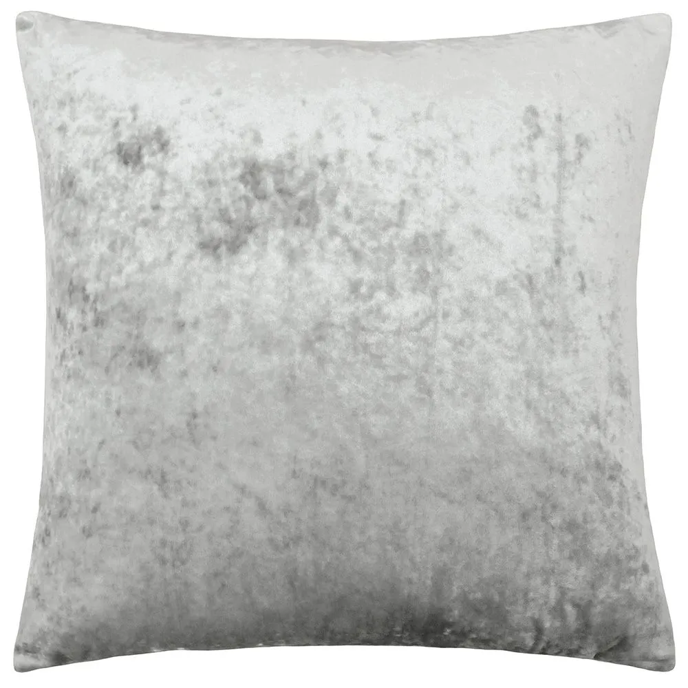 Paoletti Verona Crushed Velvet Sqaure Polyester Filled Cushion in Silver 1