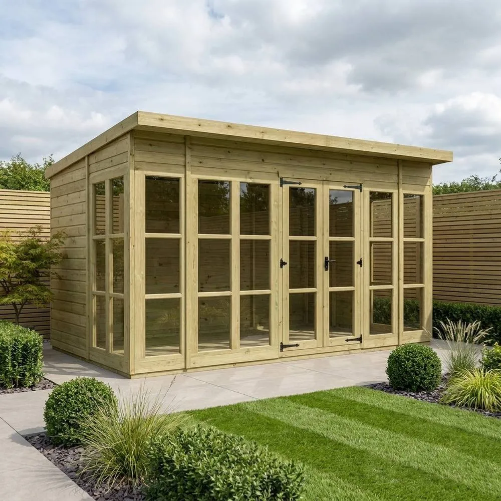 Buttercup Farm 16ft x 10ft Georgian Pent Summer House - Pressure Treated Timber in Brown 2