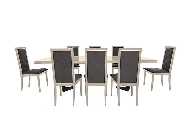 Palazzo 200cm Extending Dining Table in Sand Birch with 8 Rombi Chairs - Aquos Dark Grey - In Time for Christmas