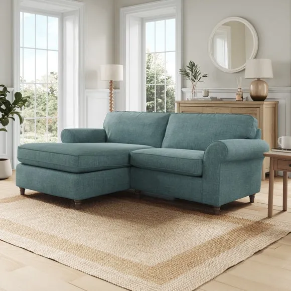 Flori Tonal Plush Chenille Corner Chaise Sofa 1