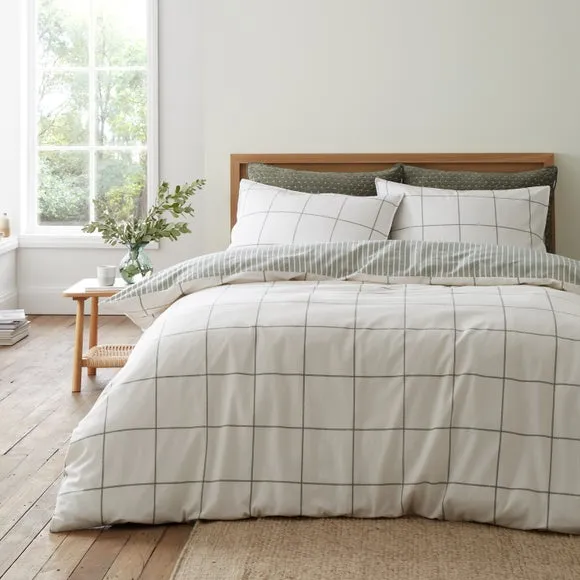 Bianca Fine Linens Regal Check 100% Brushed Cotton Duvet Cover & Pillowcase Set