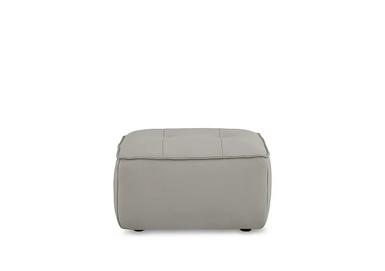 Cushino Rectangular Leather Footstool - Light Grey - Living Room Furniture - In Time for Christmas
