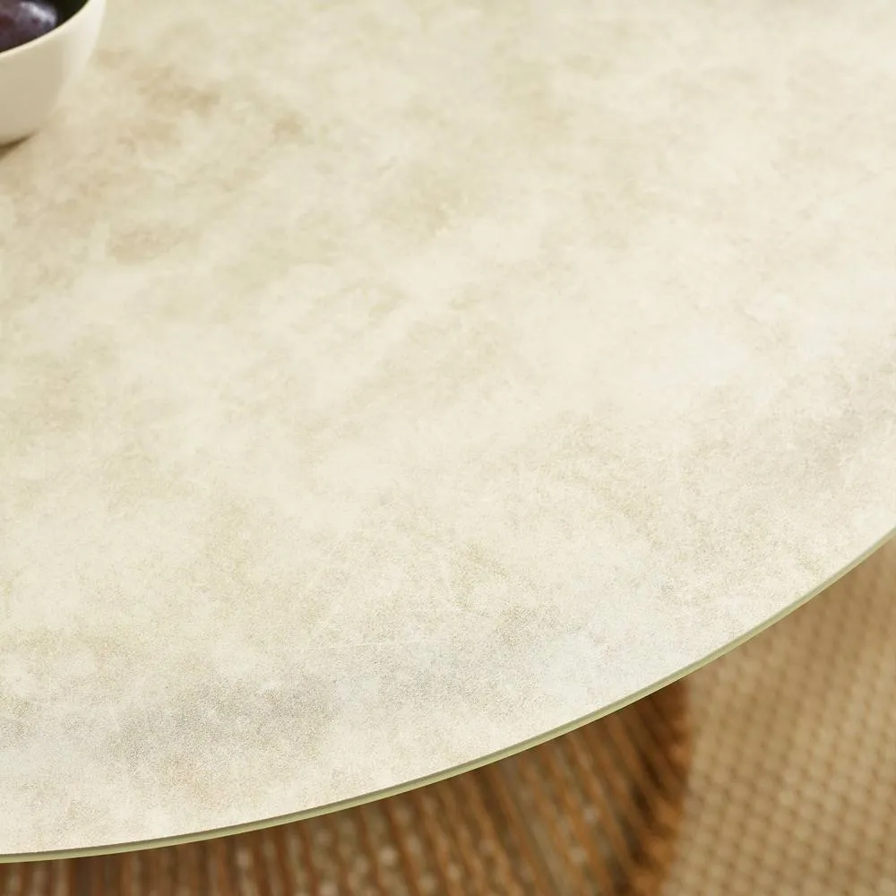FurnitureboxUK Lanai Rattan Round Garden Dining Table in Cream 2