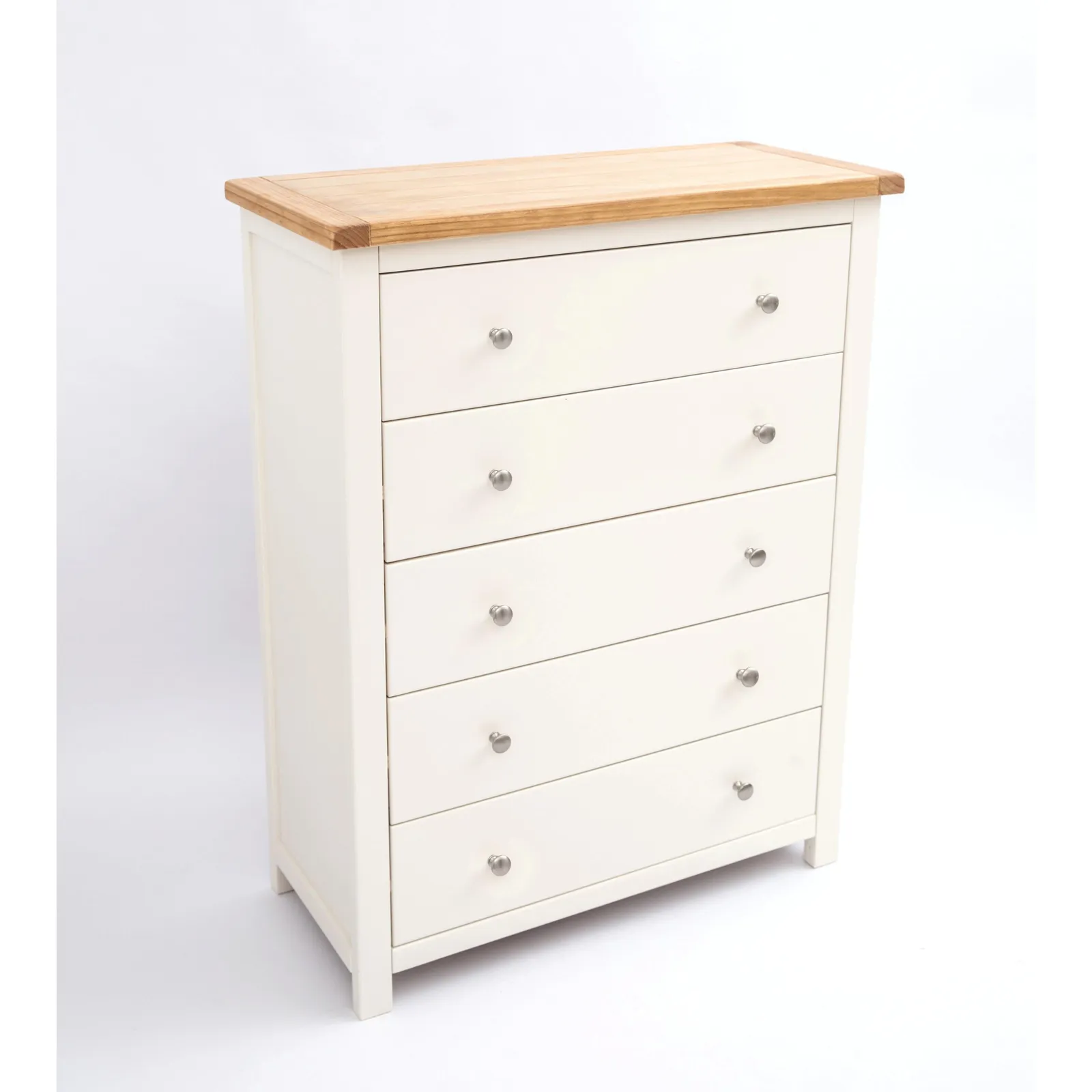 Cabinet Bits Maggiori 5 Drawer Chest of Drawers Chrome Knob in Off-White 3