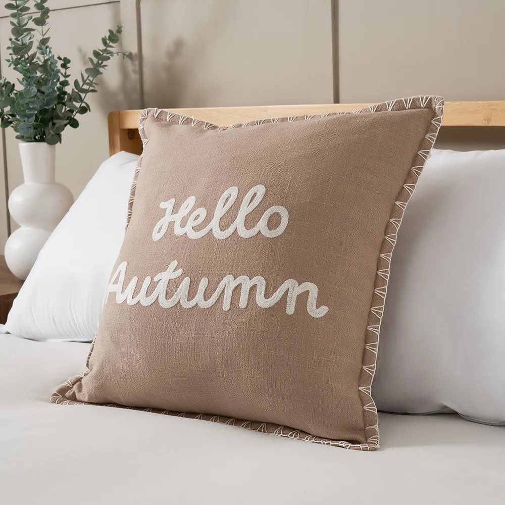Hello Autumn Cushion, Taupe