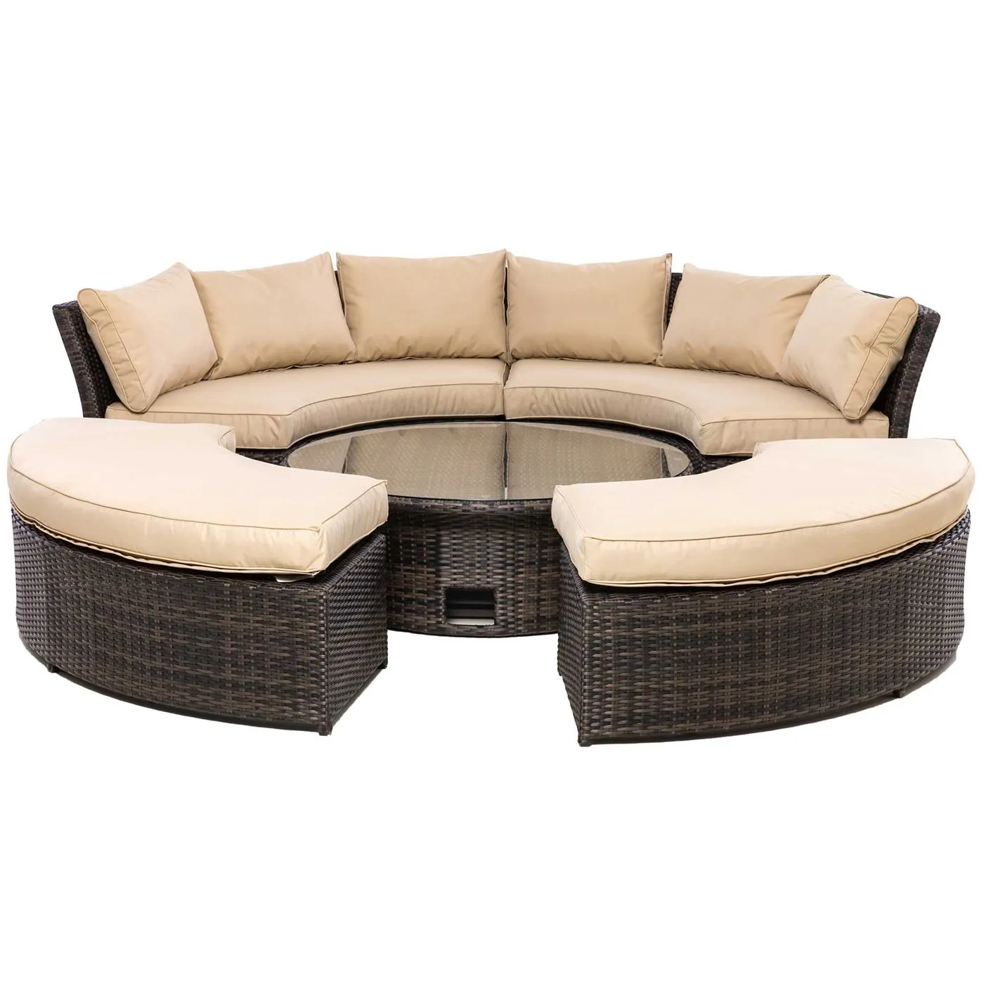 Valencia Lifestyle Garden Suite in Brown Weave and Beige Fabric