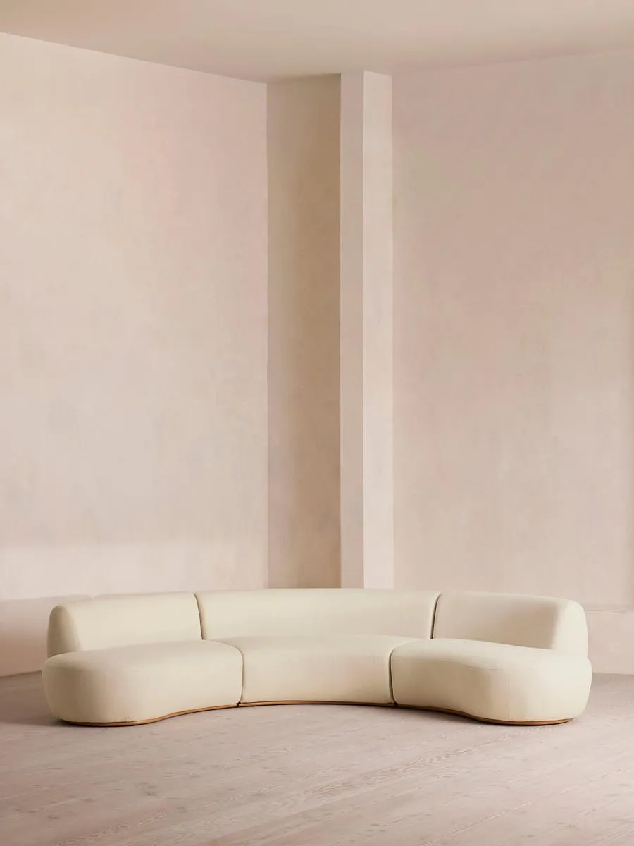 Aline Serpentine Modular Sofa, Six Seater, Linen, Bisque