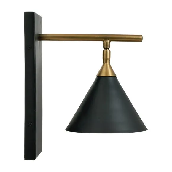 Zeta Matt Black and Antique Brass Wall Light 4