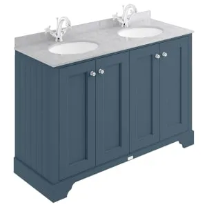 Bayswater Victrion Stiffkey Blue Traditional Freestanding Vanity Unit & Grey Marble Top Basin - 1200mm