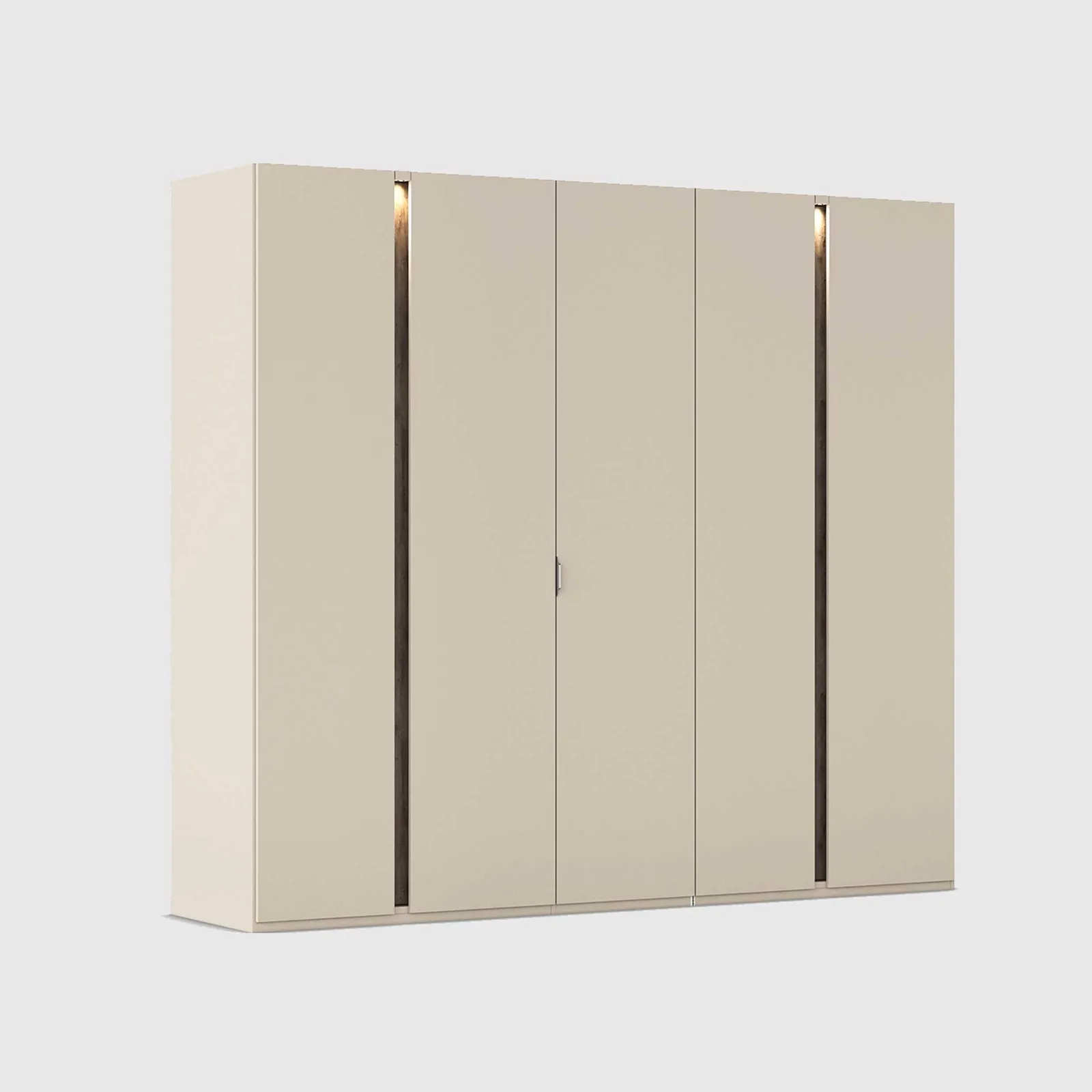 Arvada 5 Door Hinged Wardrobe With Lighting, Neutral Wood | Barker & Stonehouse
