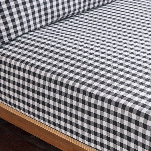 Portloe Gingham Woven 100% Cotton Fitted Sheet 1