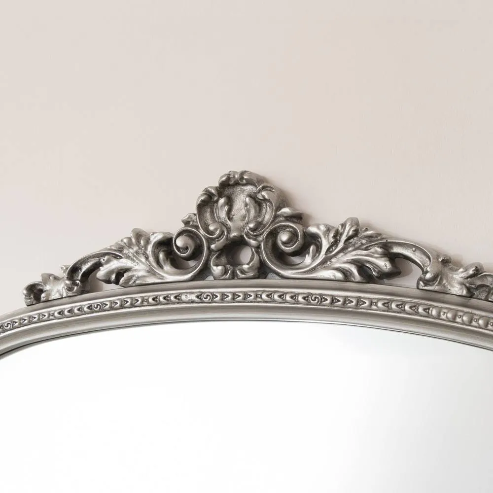 Melody Maison Antique Silver Ornate Arch Overmantle Mirror - 88cm X 100cm 2
