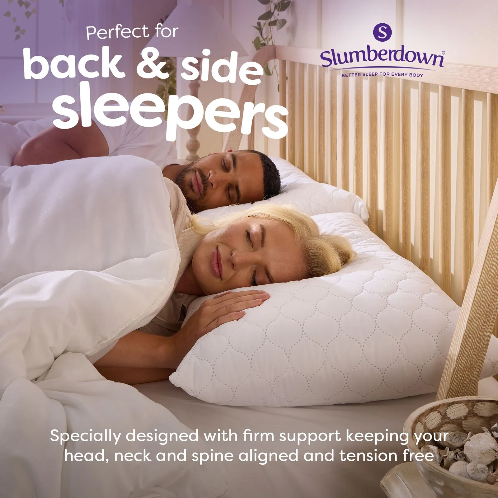 Slumberdown 2 Pack Sleep Soundly Rebound Firm Support Side Sleeper Pillows in White 4