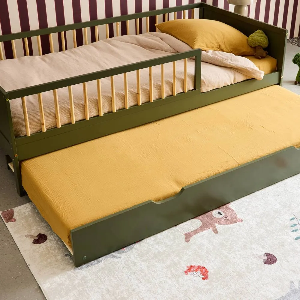 sweeek Children's bed drawer pine wood in Green 3