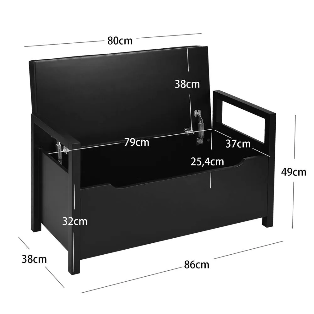 Costway 2 IN1 Wooden Shoe Bench Storage Cabinet Padded Seat Organizer in Black 2