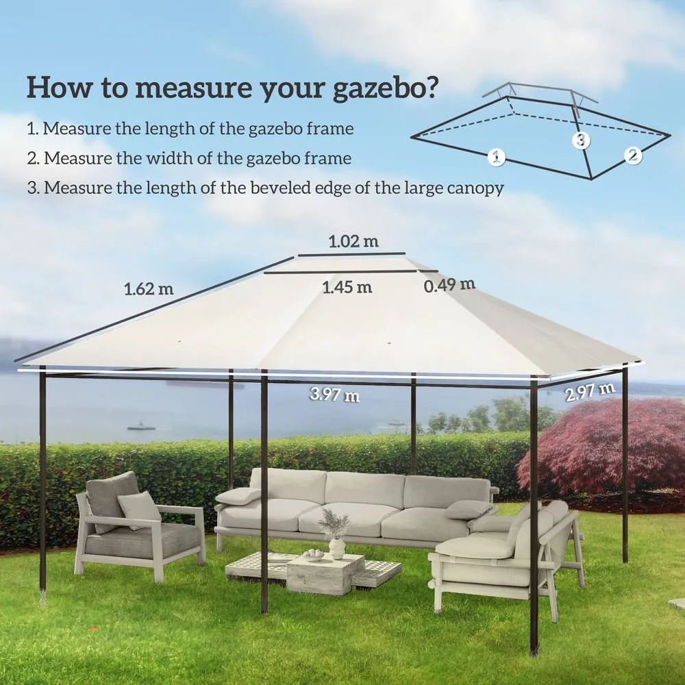 OUTSUNNY 3 x 4m Gazebo Canopy Replacement Gazebo Roof Cover, Cream White 3