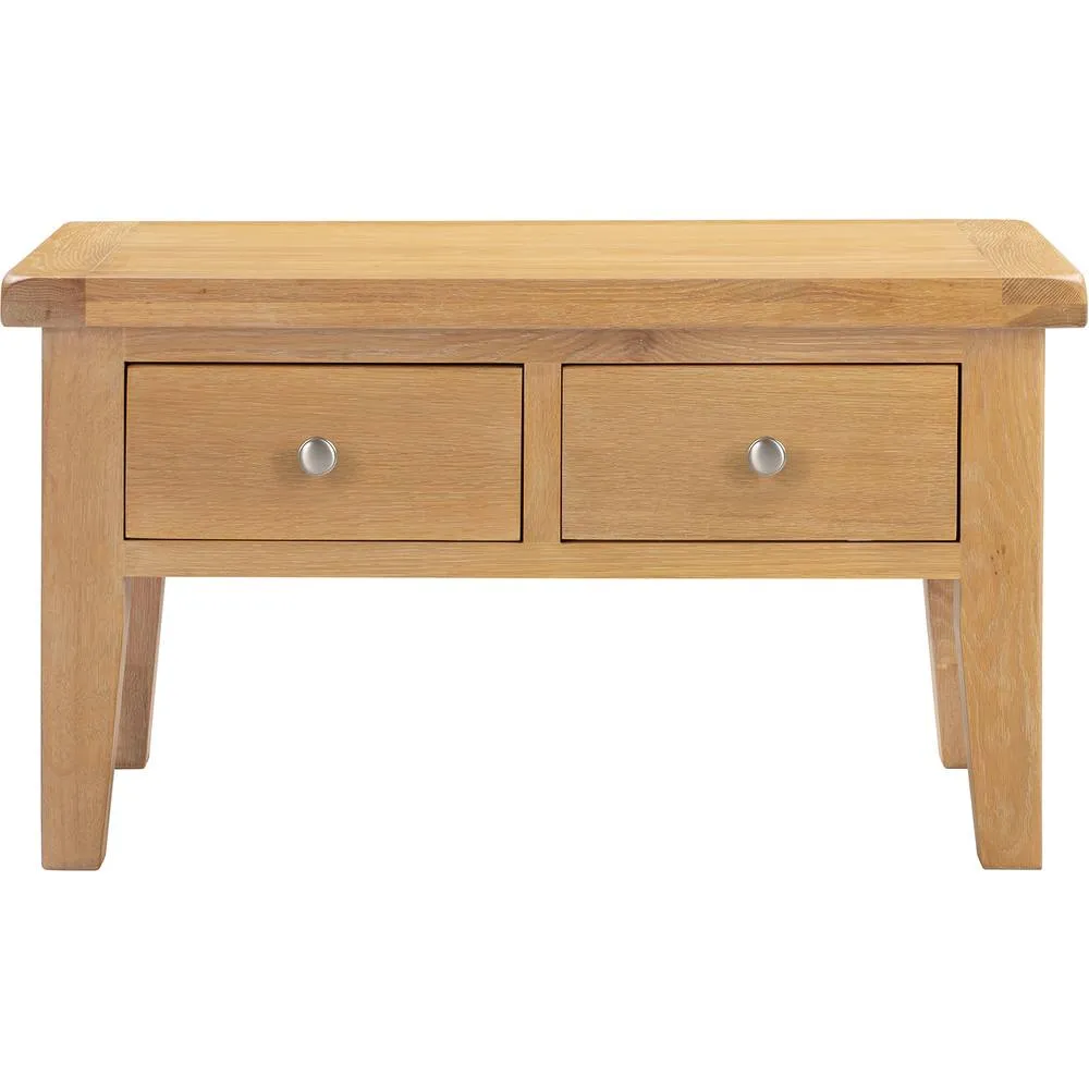 Seconique Windsor 2 Drawer Coffee Table (Fully Assembled) in Light Oak 3