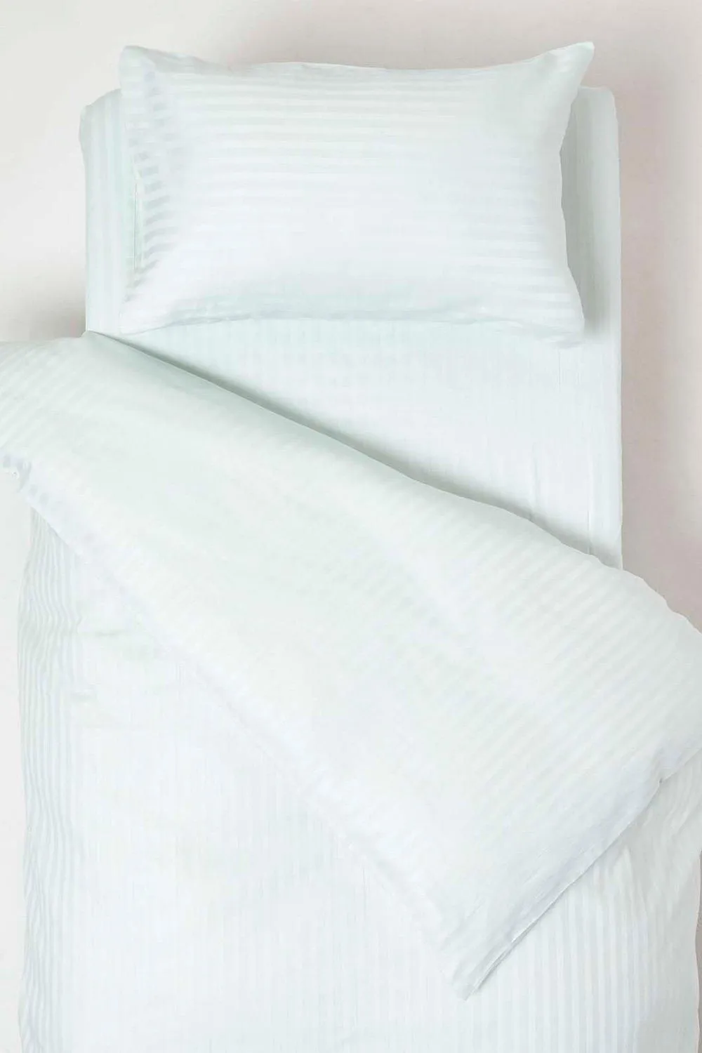 Homescapes Cotton Stripe Cot Bed Duvet Cover Set 330 Thread Count in Blue 1