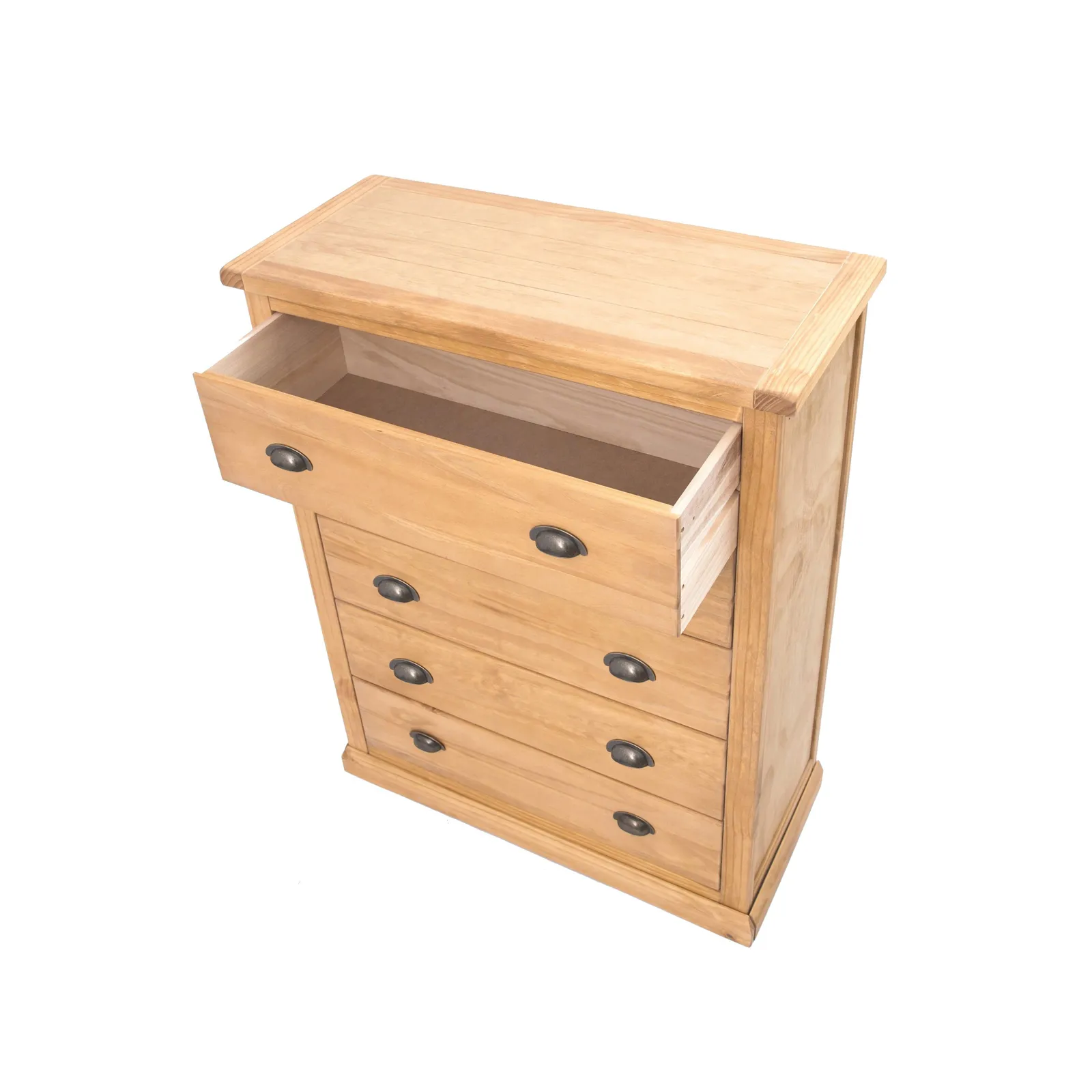 Cabinet Bits Lucca 5 Drawer Chest of Drawers Brass Cup Handle in Light Brown 4