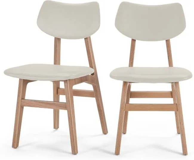 Set of 2 Jacob Dining Chairs, Alabaster and Ash