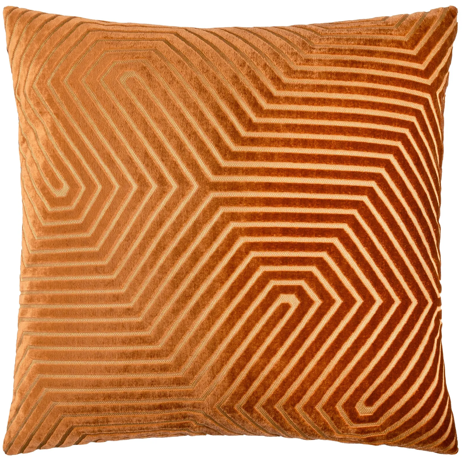 Paoletti Evoke Cut Velvet Cushion in Orange 2