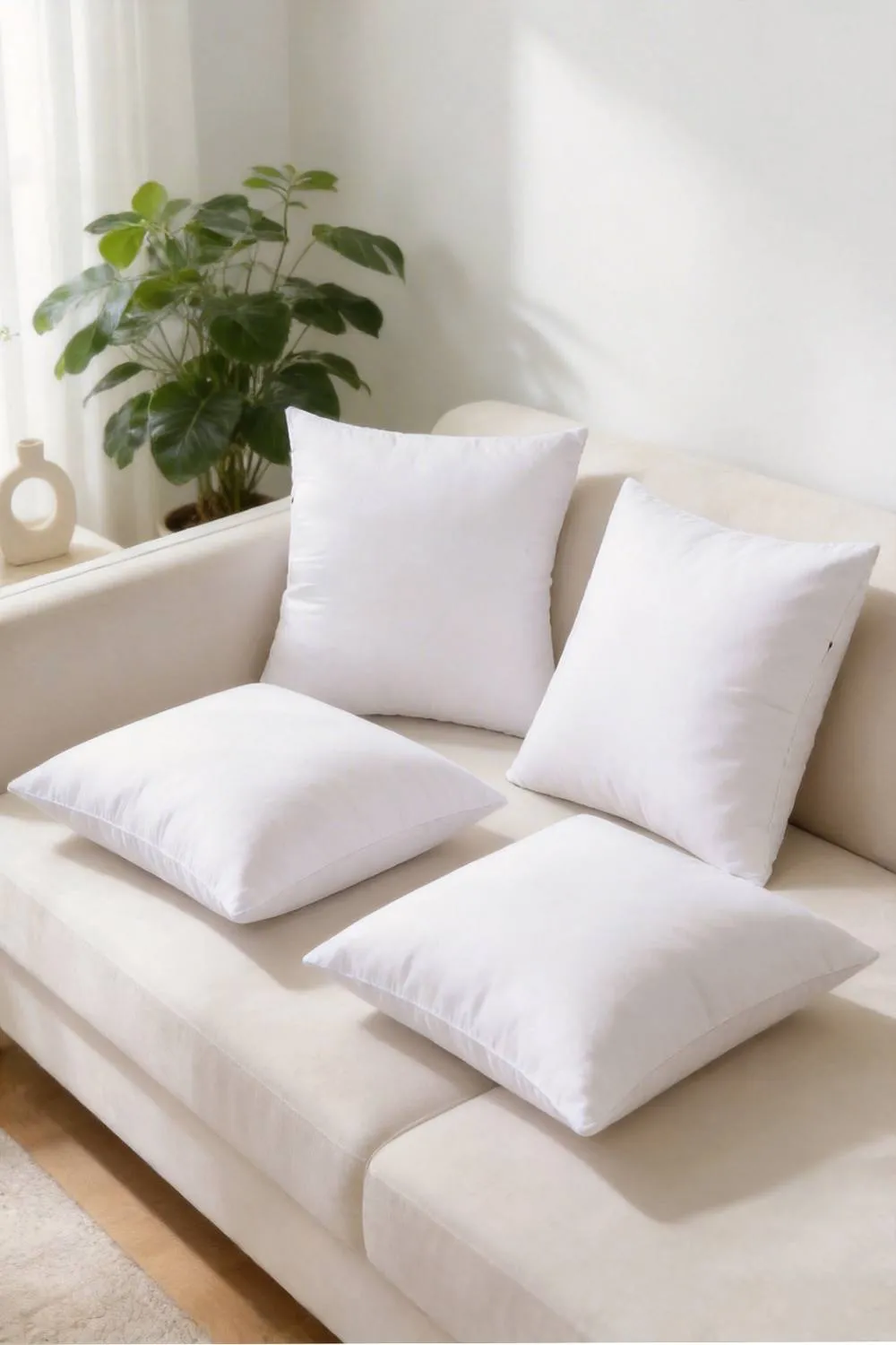 Living and Home 4Pcs Minimalist Versatile Pillow Insert，50 cm x 50 cm in White