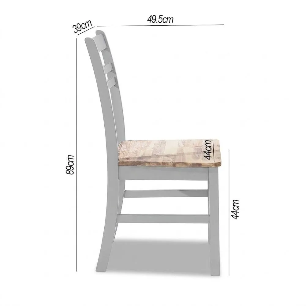 Statement Furniture Florence Country Style Wooden Chairs Set of 2 in Light Grey 4