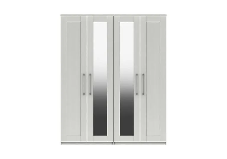Fenchurch 4 Door Tall Wardrobe with Mirrors - White