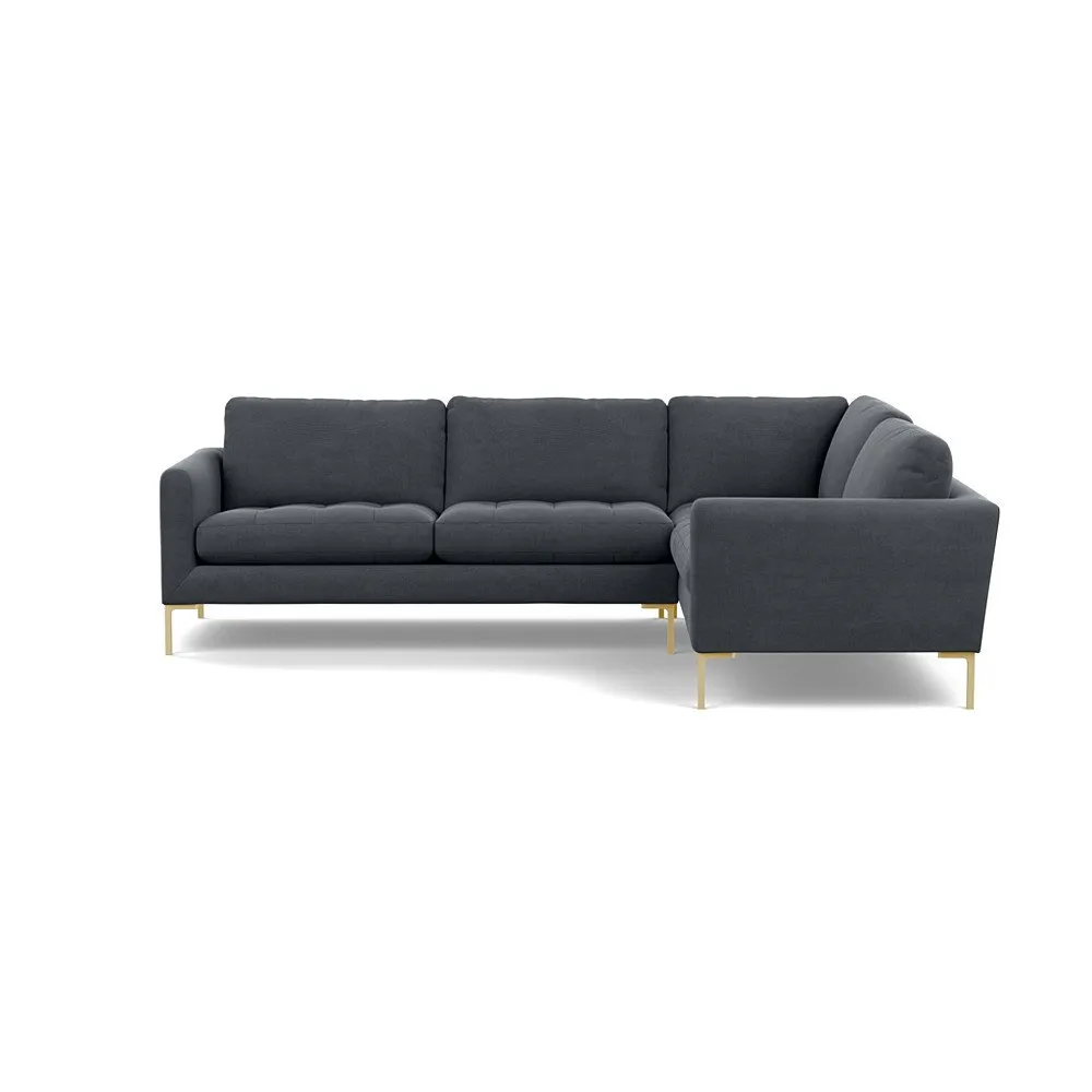 Heal's Eton Right Hand Facing Corner Sofa Linen Dark Grey Brass Feet