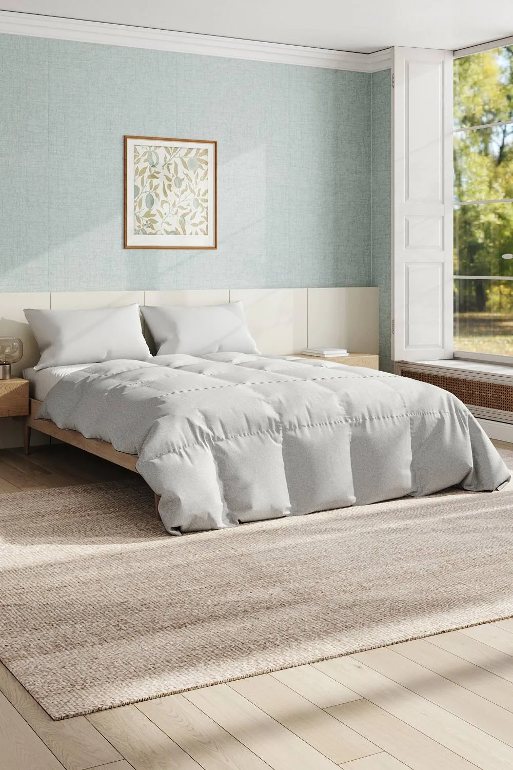 Garden Sanctuary Grey Quilted Down Alternative Duvet Insert, 200cm L x 150cm W
