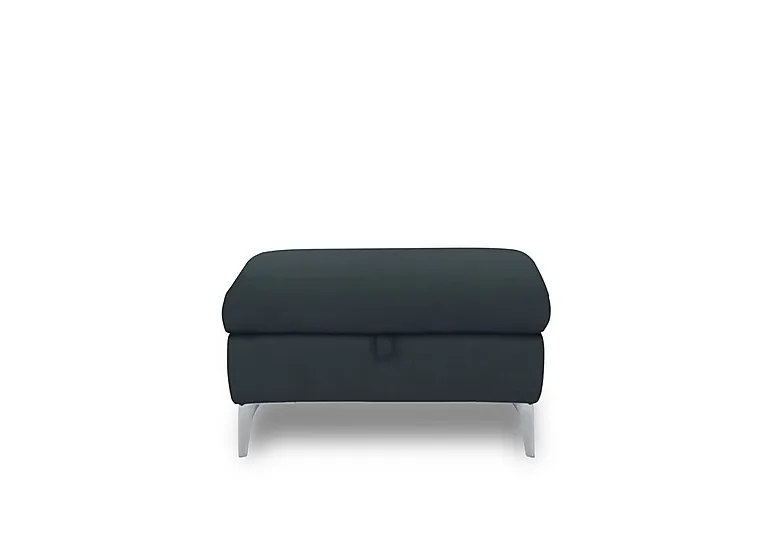 Vino Leather Large Footstool - Peacock
