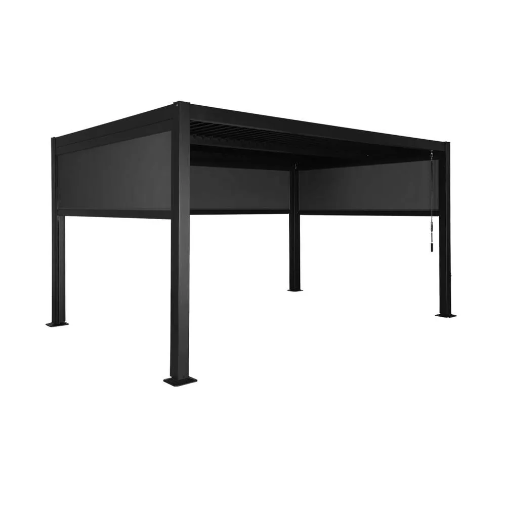 sweeek Louvered pergola 4 x 3m with 2 3m blinds & a 4m blind in Dark Grey 4