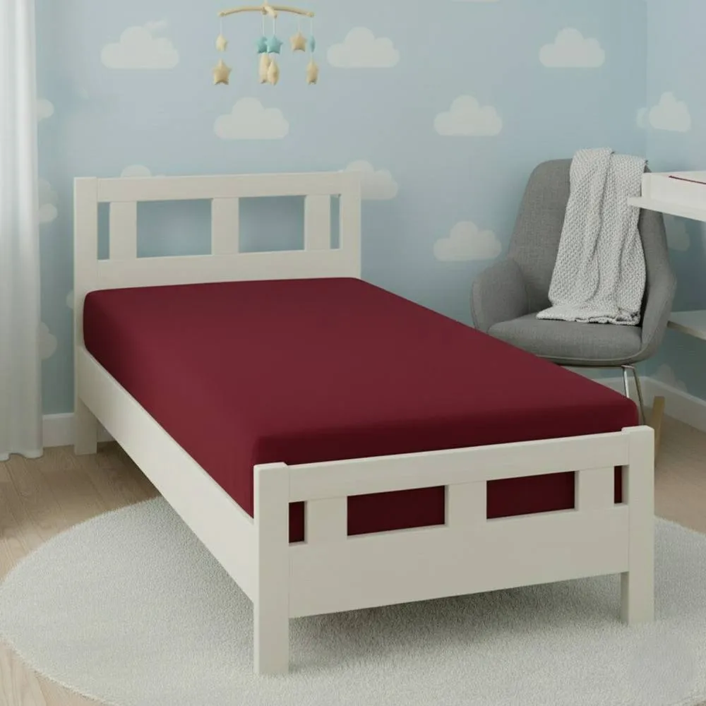 Snug City Flannelette Cot Bed Fitted Sheet Soft Brushed Cotton Bedding Comfort in Red