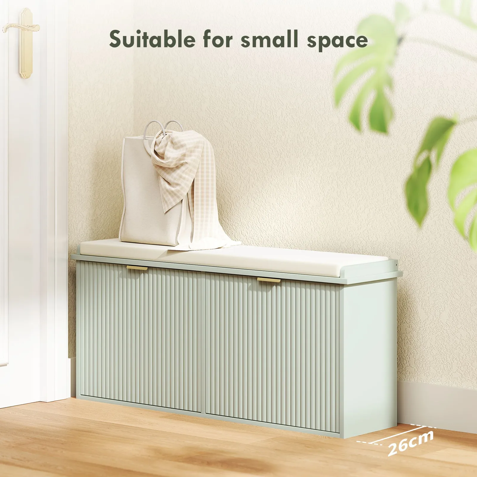 HOMCOM Shoe Storage Bench with Cushion & Flip-Drawer 104x26x47.5cm in Green 4
