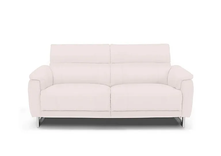Moet 3 Seater Leather Power Recliner Sofa with Telescopic Headrests - Cotton
