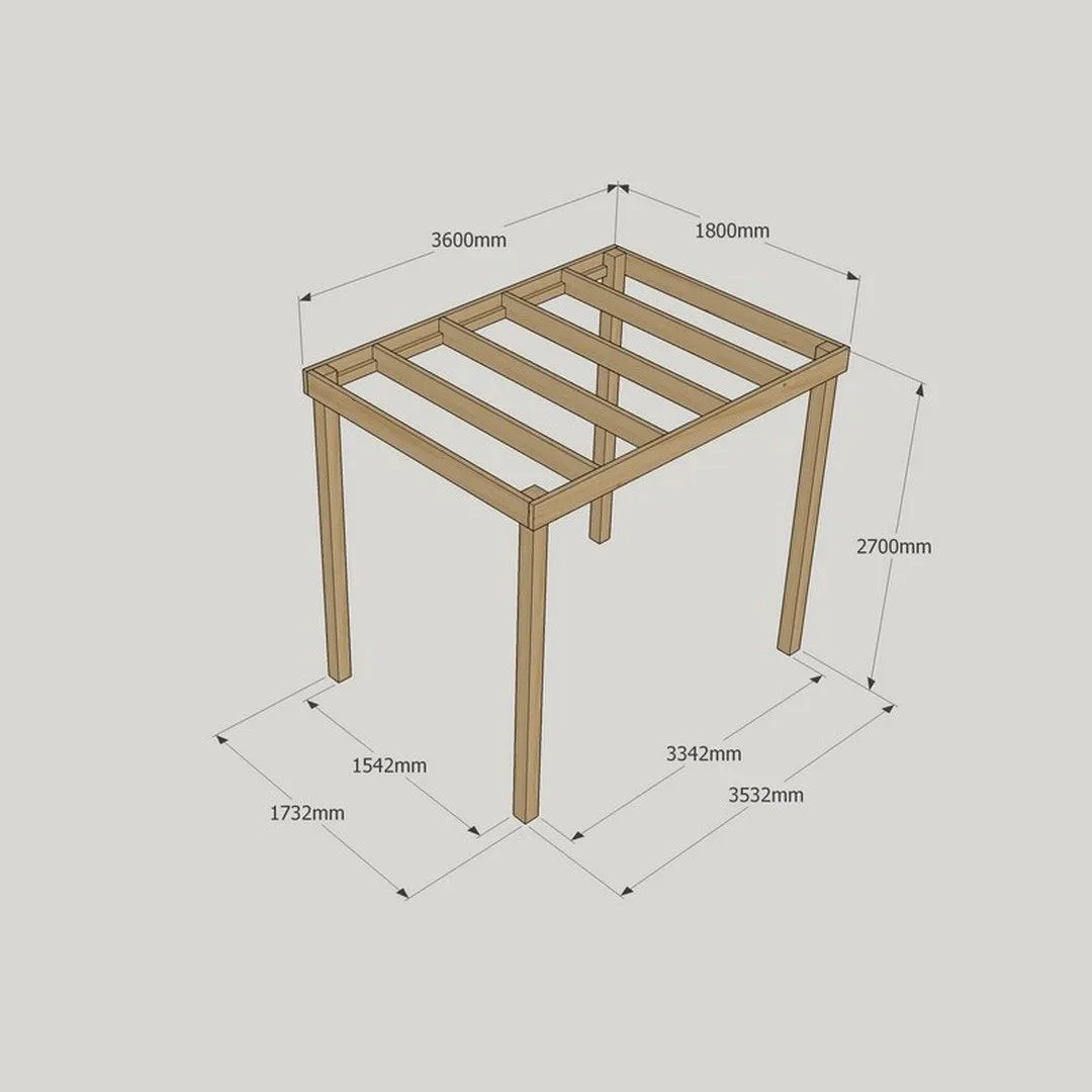 Rutland County Garden Furniture Ltd Box Pergola - Wood - L180 x W360 x H270 cm - Rustic Brown 3
