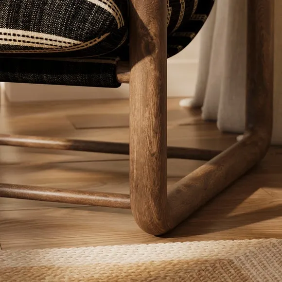 Malia Deep Stripe Chunky Wooden Occasional Armchair 5