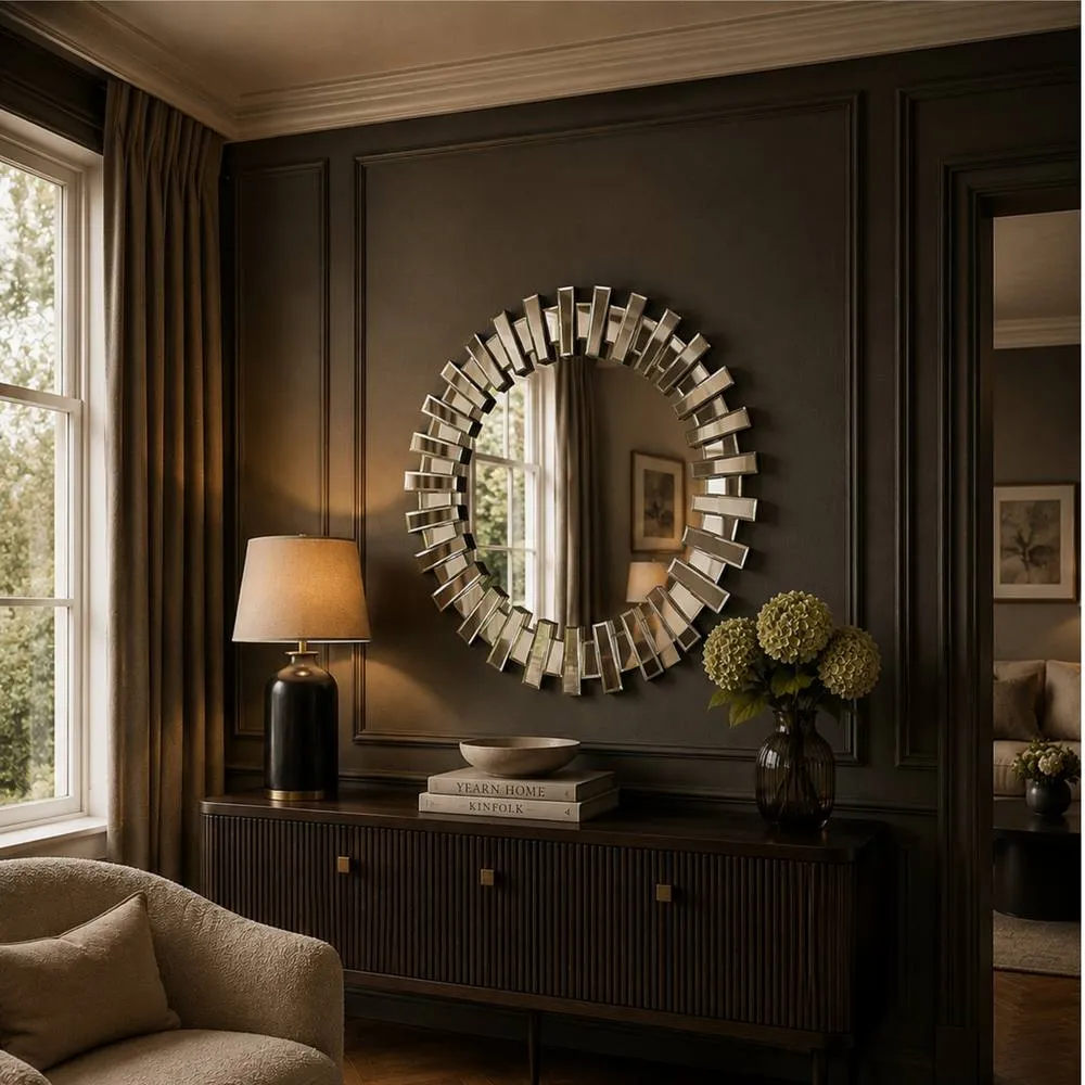Yearn Mirrors Sunburst Round Mirror Bevelled in Clear 4