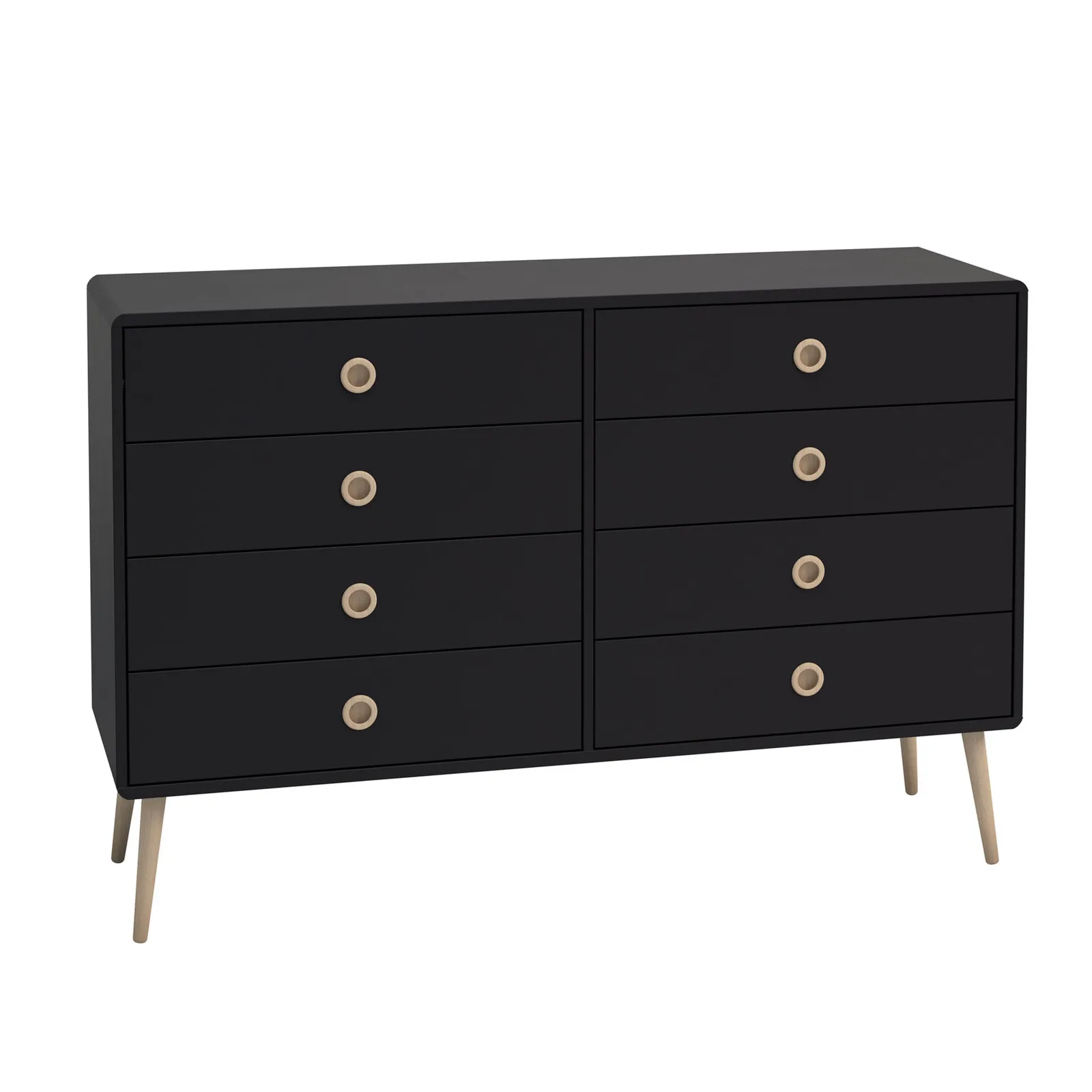 Softline 8 Drawer Wide Chest Black