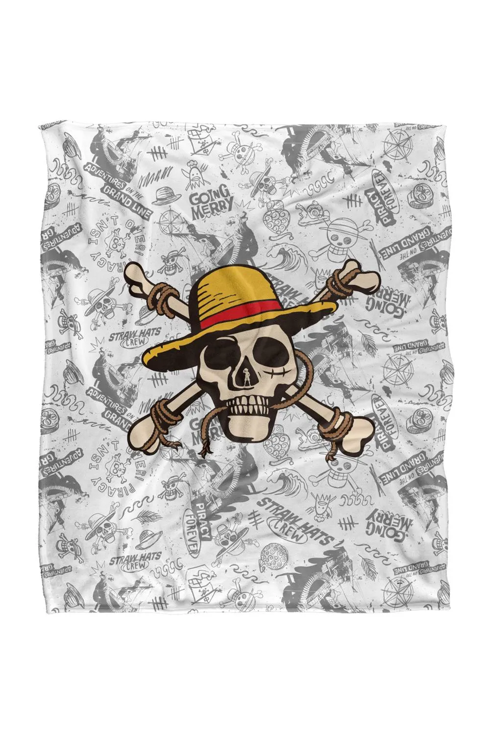 Netflix One Piece Straw Hat Skull & Crossbones Throw Blanket 152 X 127 Cm