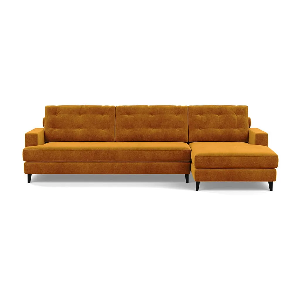 Heal's Mistral Right Hand Facing Corner Sofa Smart Luxe Velvet Cognac Black 1